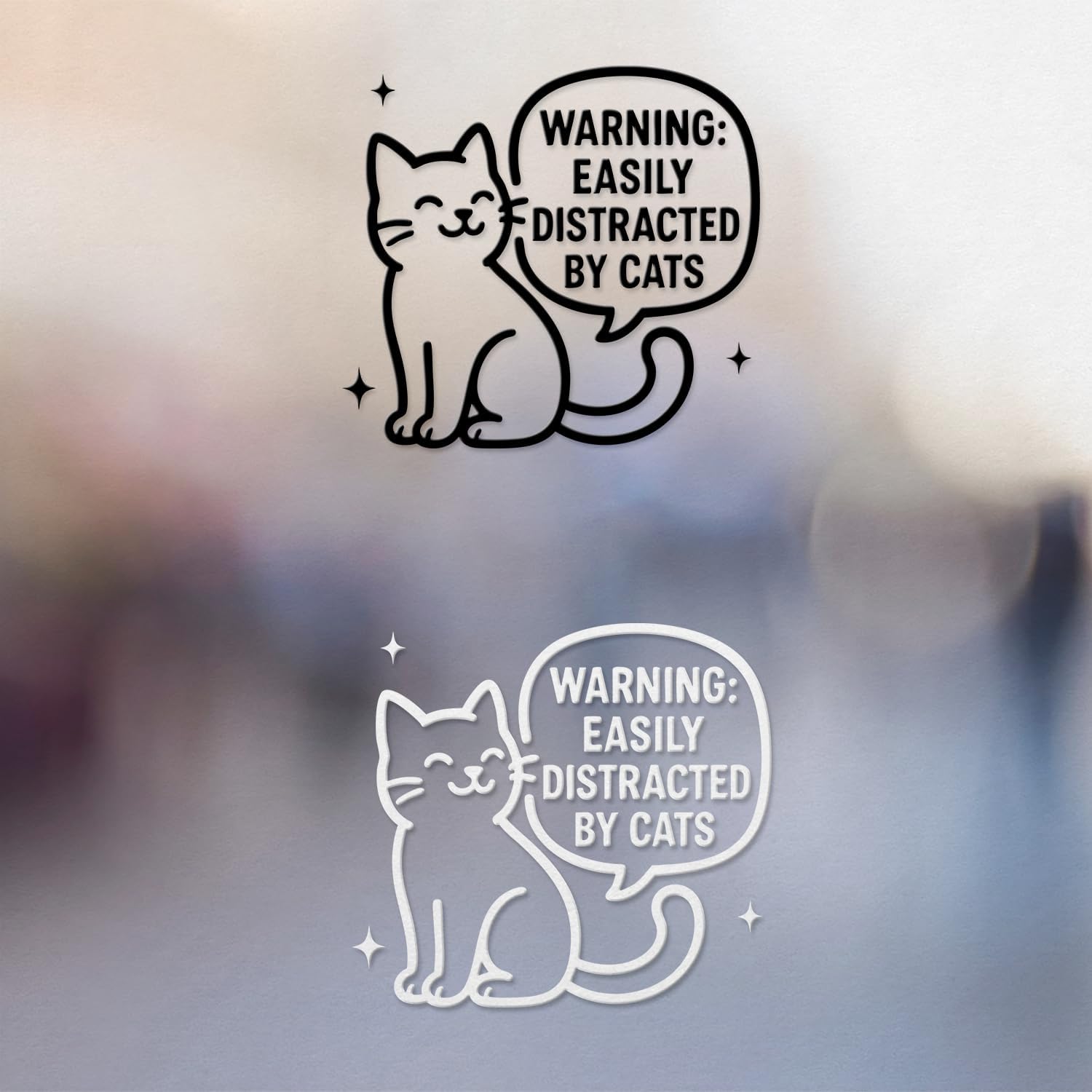 2 Pcs - No Background - Waterproof Car Sticker Decal of Easily Distracted By Cats Funny Animal Lover Gift Cute Cat Lover Design Home Decor (1 Black, 1 White, 4.1'' x 3.8'') |K17801BW image 2