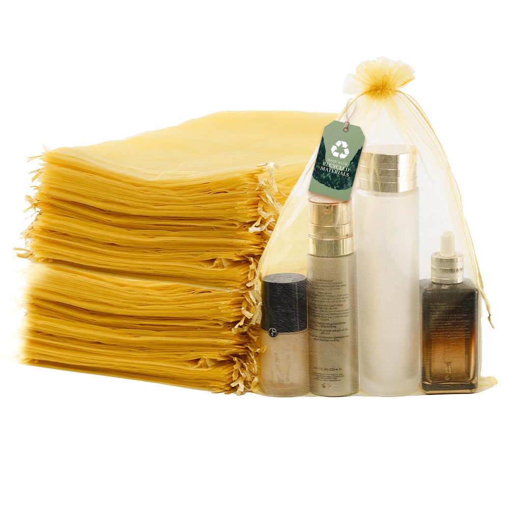 Meowoo 100PCS Organza Bags (8x12inch, Yellow)