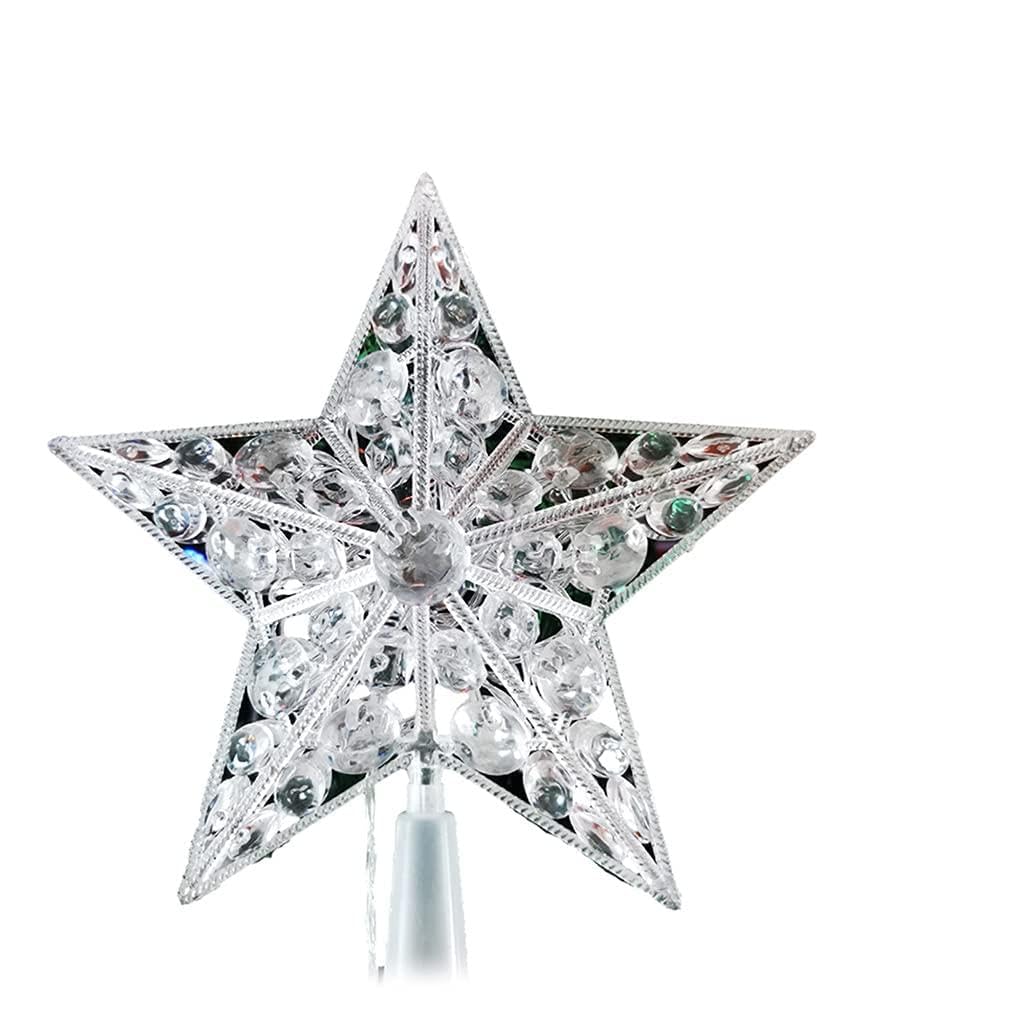 Kalttoy Warm Light Nordic Christmas Tree Star With Led Light Battery Crystal Bead Treetop Lighted Star Outdoor