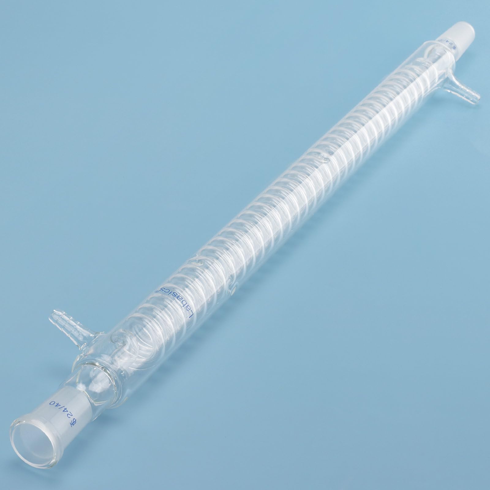 Labasics Condensador Graham de Vidrio Borosilicato, Graham Condenser Condensador de Vidrio de Laboratorio con Junta 24/40 y 500mm de Longitud de la Chaqueta