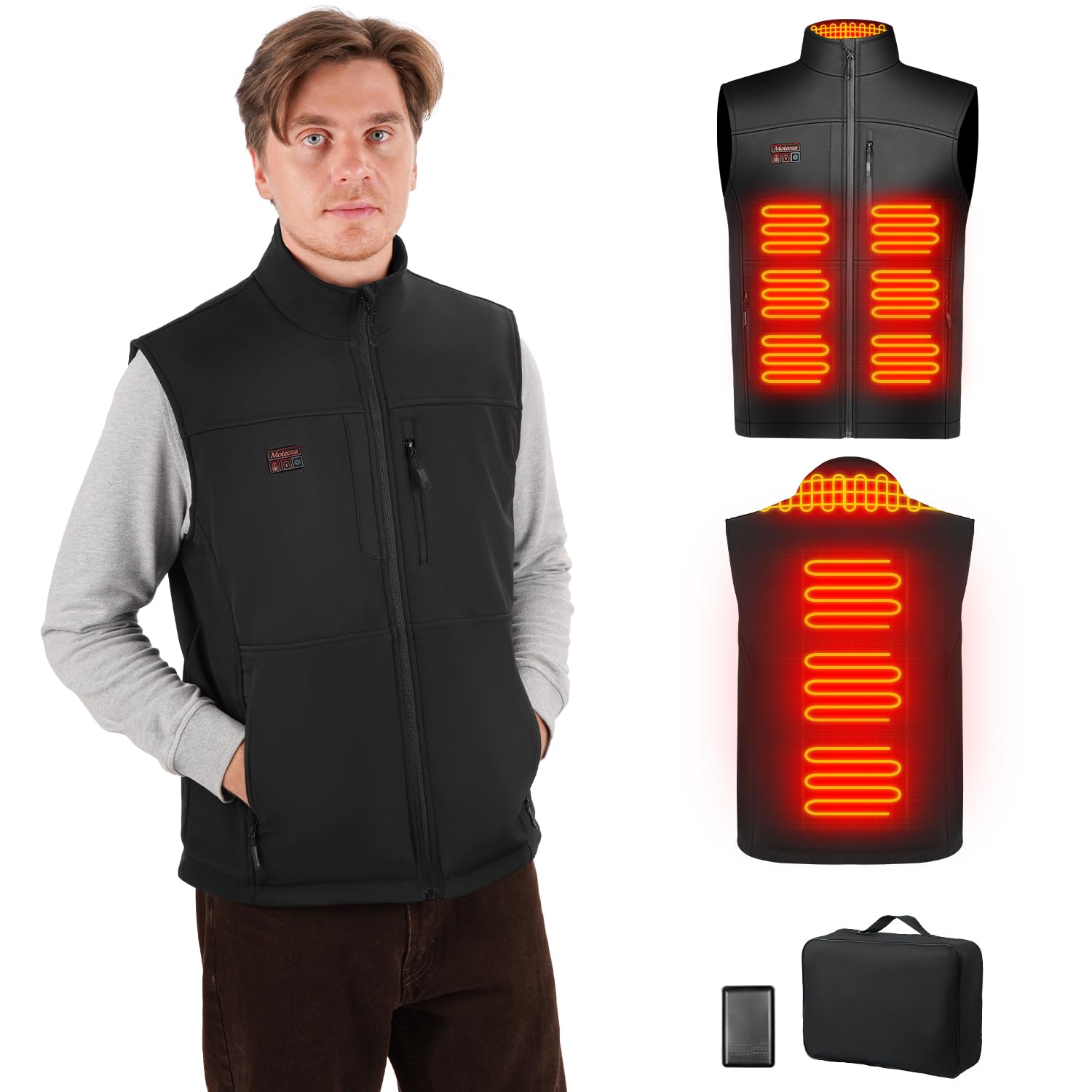 Veste Chauffante Homme OCQOCQ - 15 Zones Chauffantes, Batterie 16000mAh, 3 Niveaux De Température, Polaire Douce