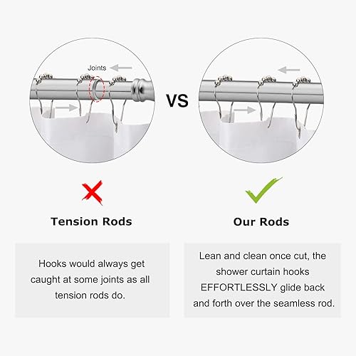Miniatura 7 de Naiture - Barra para cortina de ducha (acero inoxidable, 30.0 x 30.0in, acabado en níquel cepillado)
