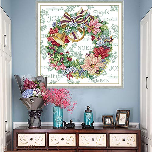 Joy Sunday Cross Stitch Kits Cross-Stitch Diy Hand Needlework Kit 14Ct Counted Holiday Wreath #TOP1