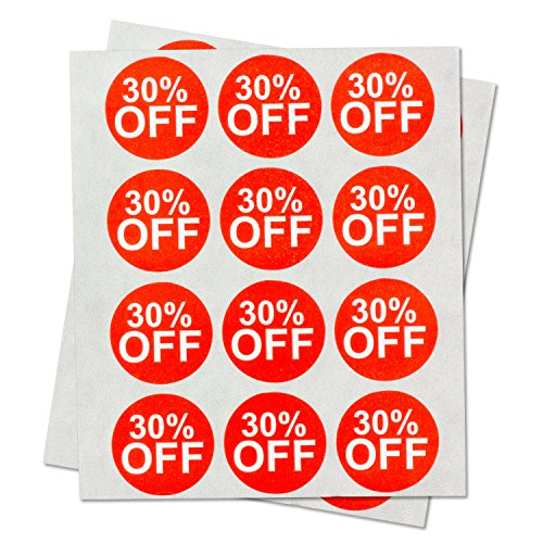 30 Percent Off Sales Labels (1 inch, Red - 300 Labels) Circle Dot Price Marker Tags for Retail Stores, Garage & Yard Sales - Self-Adhesive