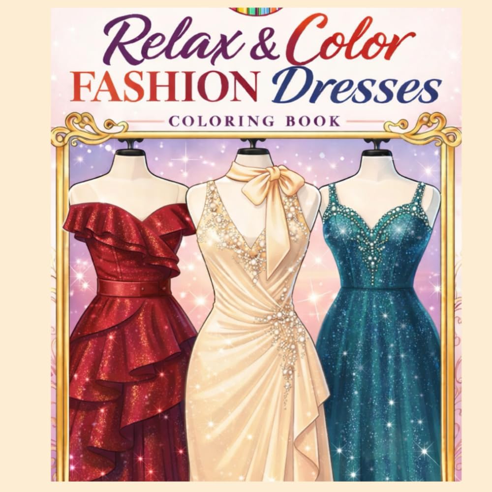 Relax & Color Fashion Dresses Coloring Book: For Adults and Teens 41 Pages of Creative and Relaxing Coloring