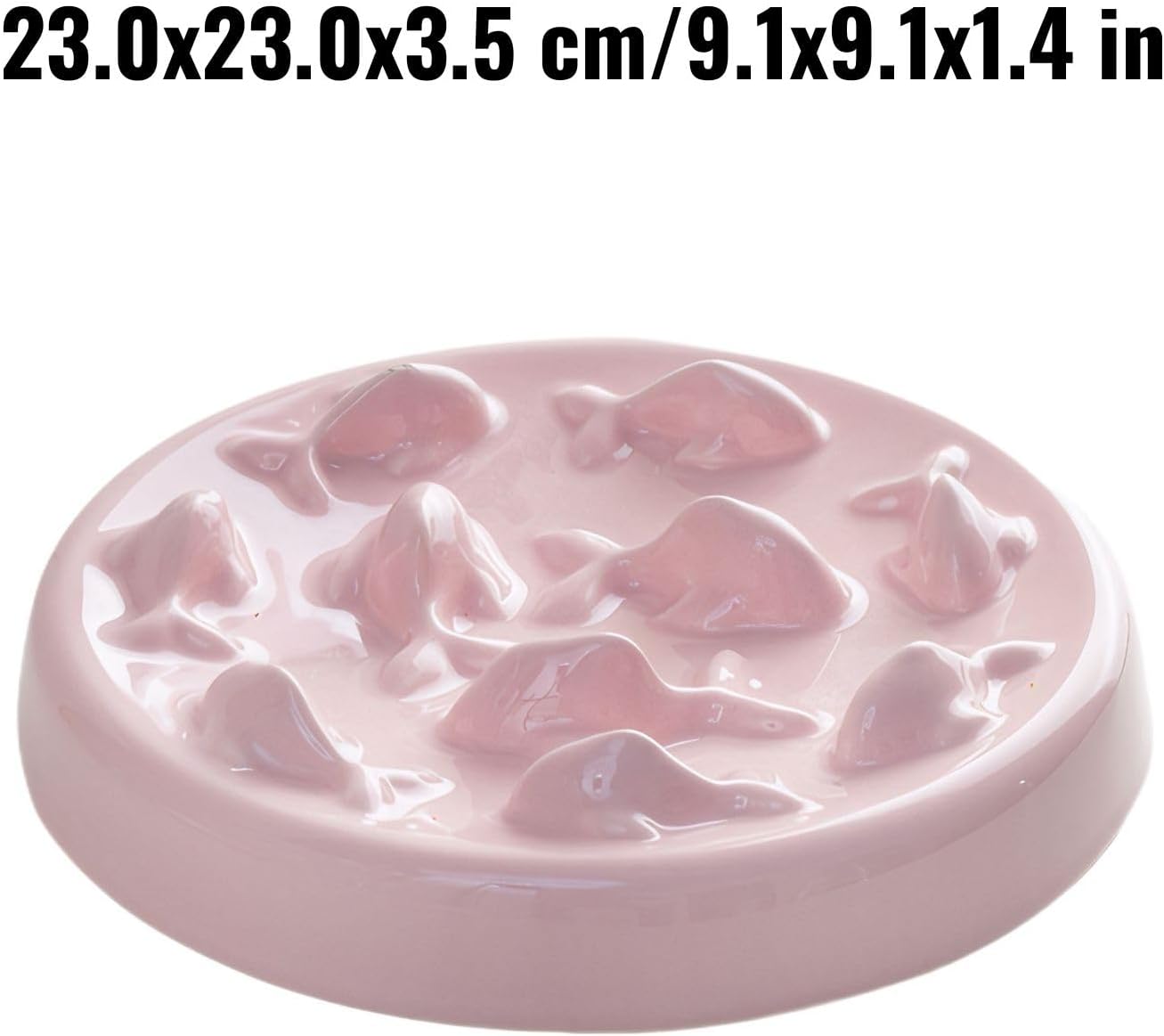 Slow Feed Pet Bowl Ceramic Feeder for Cats and Small Dogs with Fish-Shaped Design to Encourage Controlled Eating Pace