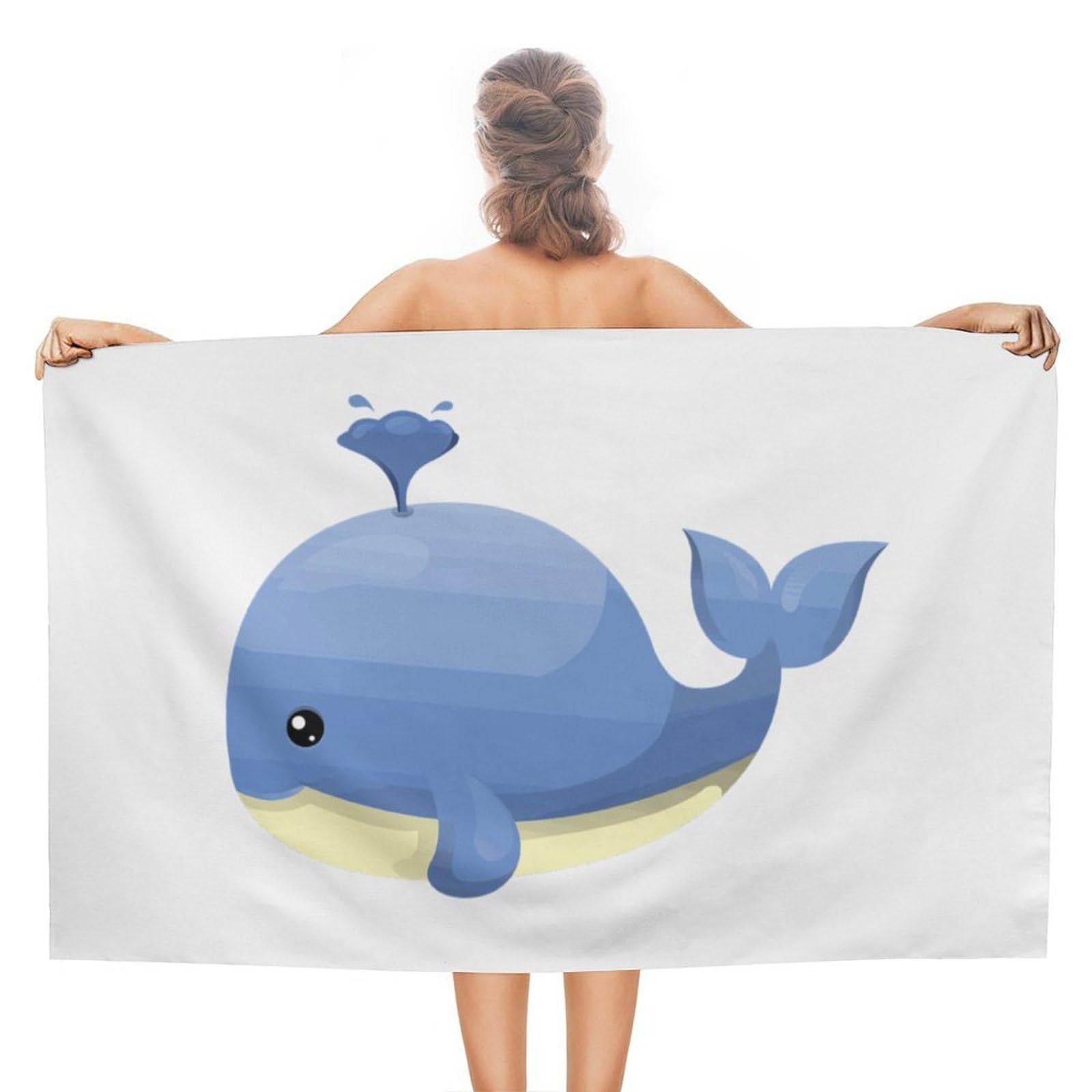 LEDFCVSU Beach Towel, Cartoons Whale Lighthouse Bath Towel, Absorbent Towel for Swimming, Sports, Travel