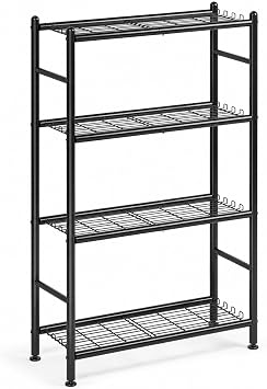 APEXCHASER Metal Storage Shelves 4-Tier, Wire Shelving Unit for Kitchen | Sturdy Metal Wire Frame with Side Hooks, Open Wire Design for Pantry Garage