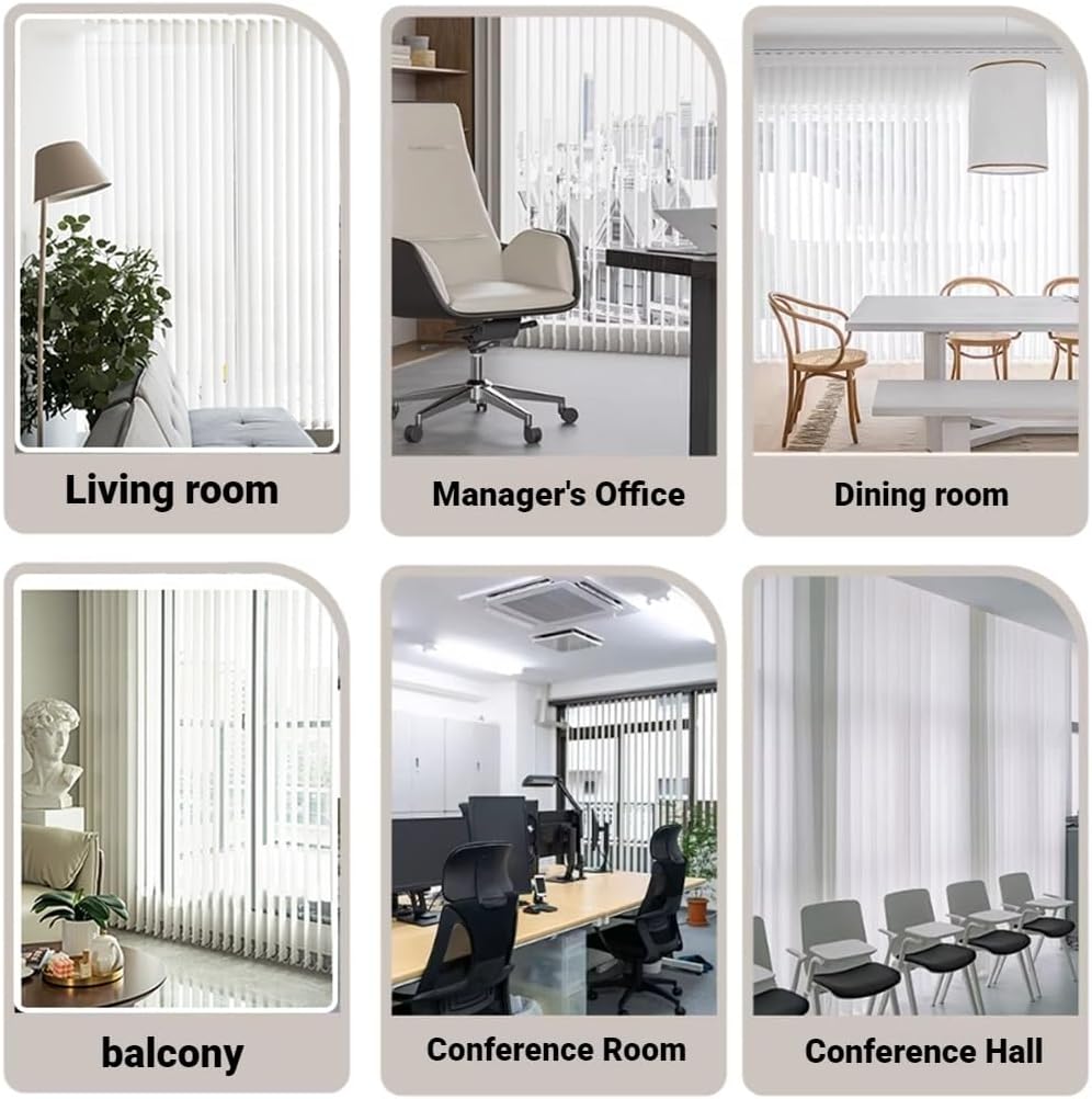 White Vertical Blinds, Large Window Blind for Patio Door 108" 110" 114" 118" 122" 126" Cordless Fabric Panel Track Blinds for Room Divider and Closet Cover, Easy Installation(110" W x 78" H)