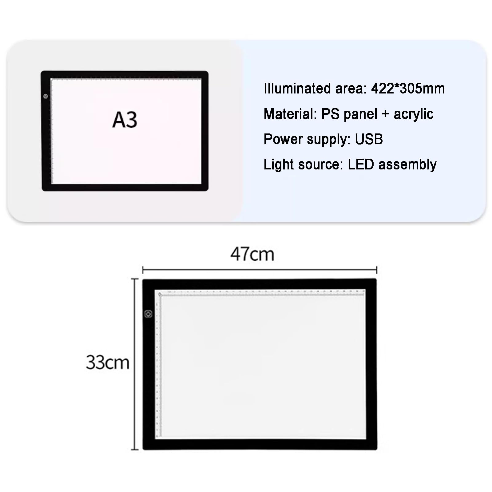 Visualizzatore di Diapositive A3, Scanner con Pannello Luminoso Ultrasottile con Luminosità Regolabile, Alimentato Tramite USB, 33x47 Cm, per La Scansione di Negativi E Diapositive