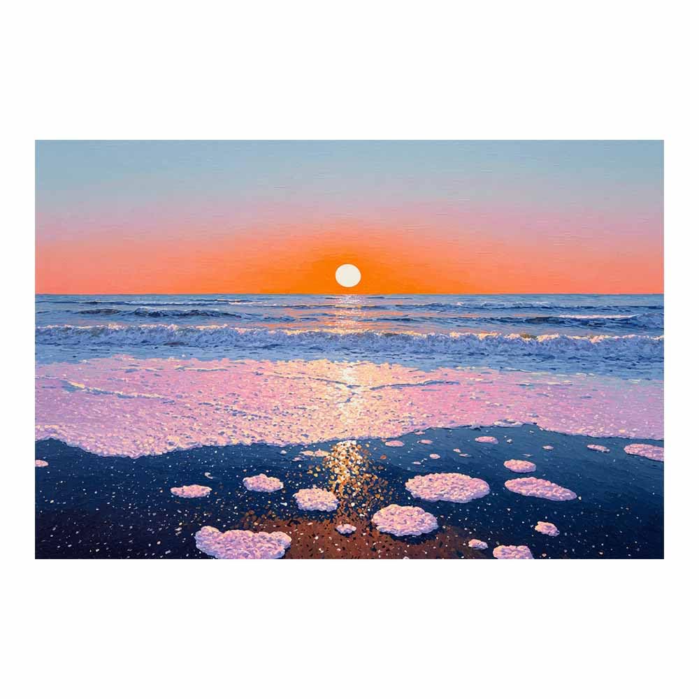 HOQIU Natural scenery wall art Sunset Beaches es Waves decorative painting, wall art, for Living Room Bathroom Bedroom Kitchen Decoration.(Multicolor)-70x100cm Unframed