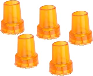 5PCS 22mm Single Angle Cane Tips, Imitation Tire Texture Preservative Nonslip Rubber Translucent 7/8in Crutch Tips for Cane(Translucent yellow)