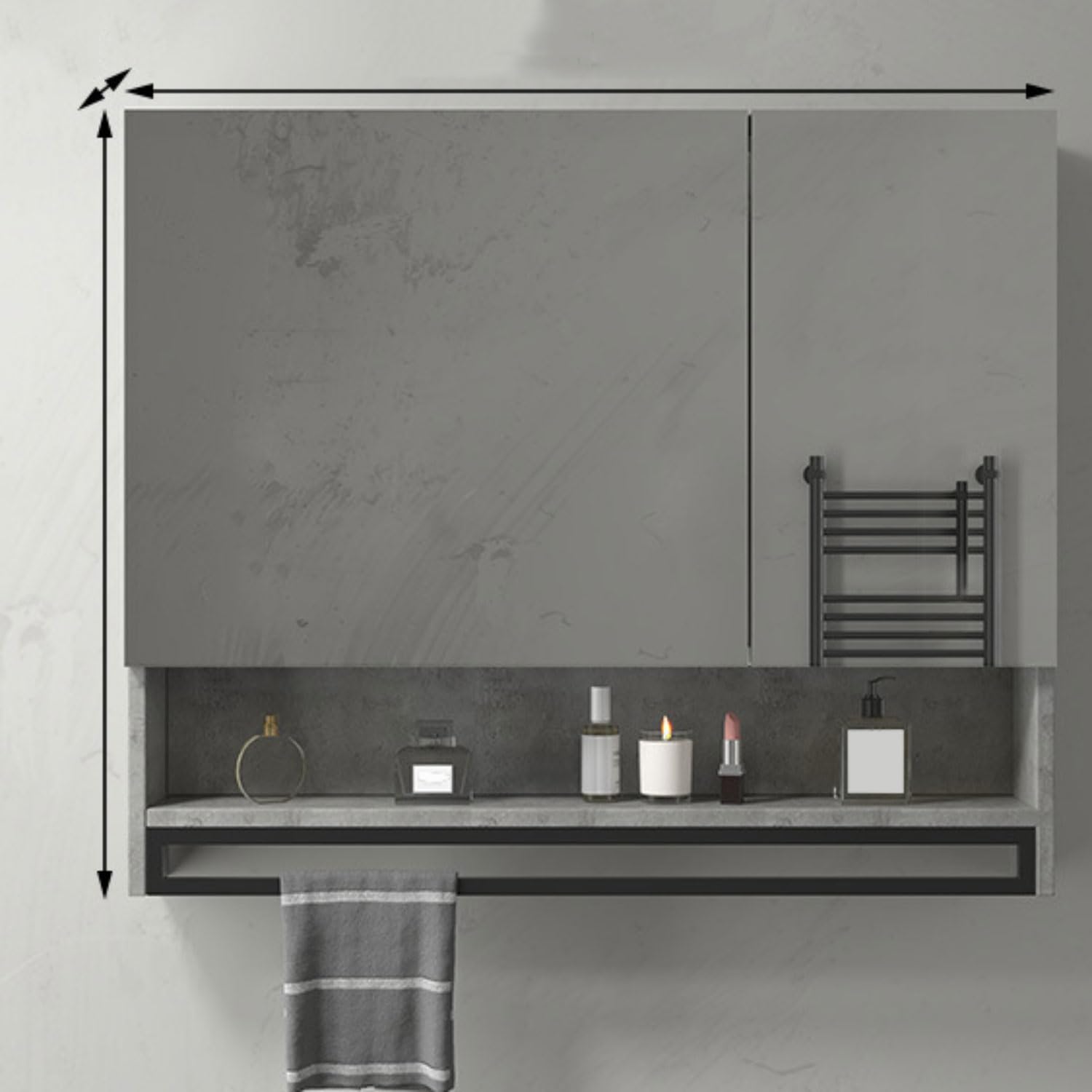 Specchio Contenitore Bagno Smart Mobile Specchio Bagno con LED Luce Armadietto da Bagno sospeso Armadietto a Specchio Antiappannamento modalità a 3 Colori Conservazione Mobile Bagno