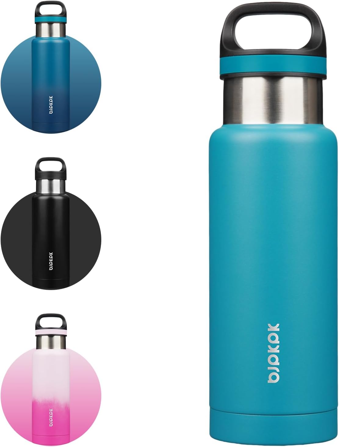 BJPKPK Insulated Water Bottle 18OZ Stainless Steel Water Bottle with Handle Double Walls Vacuum Insulated BPA Free Flask, Laguna