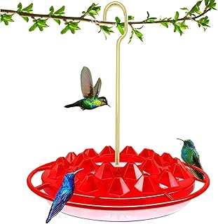 Ronoar Hummingbird Feeder Hanging Hummingbird Feeder Hummingbird Water Feeders 30 Feeding Ports Bird Water Dispenser with Perch & Built-in Ant Moat (Red)