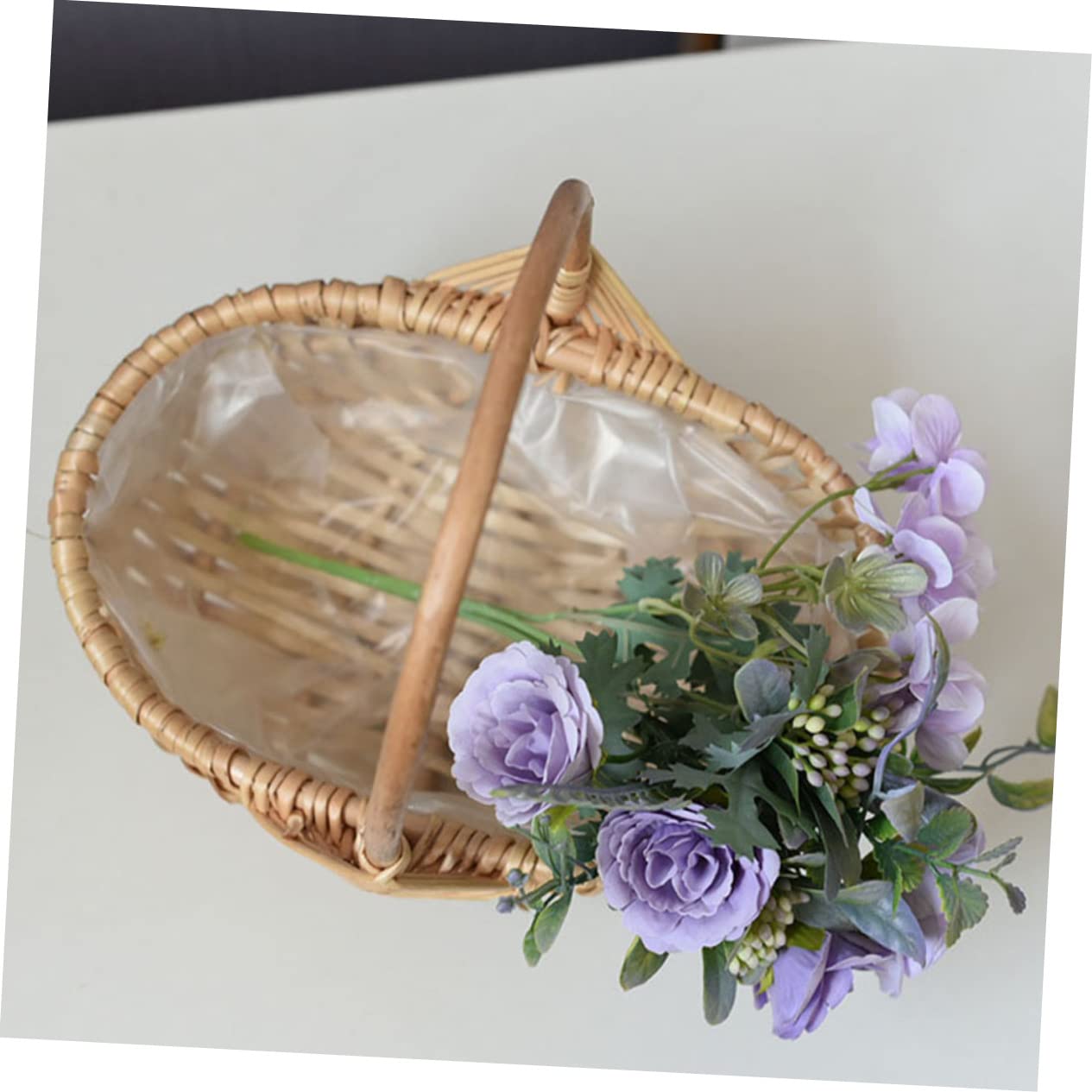 Handgewebte Rattan Körbe Tragbar und Vielseitig 2 Stück in Khaki für Blumen und Kleinteile als Hochzeitsdekoration oder Festbankett Accessoire