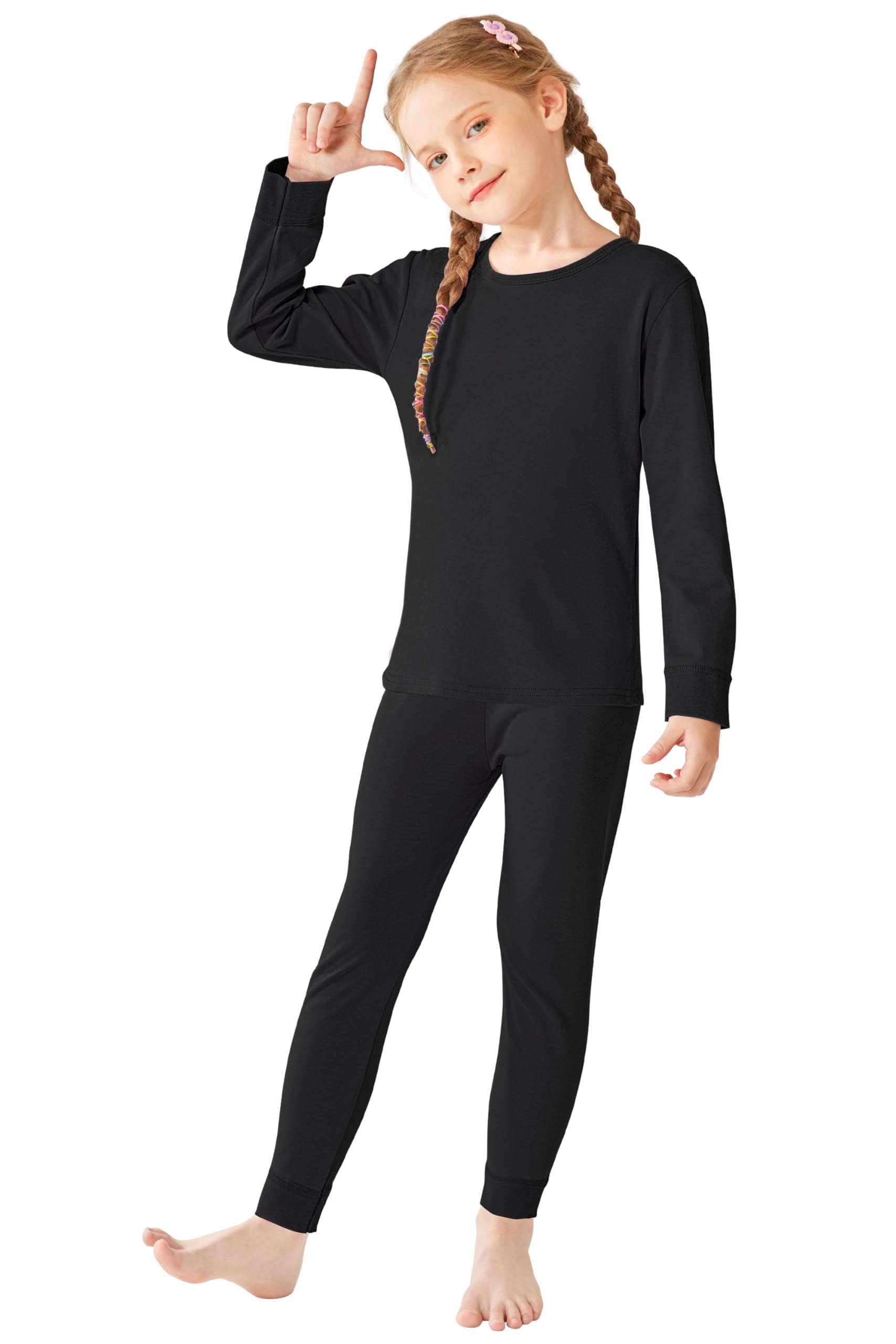 Resinta Girls Cotton Thermal Underwear Set Toddler Long Johns Kids Winter Base Layer Top & Bottom
