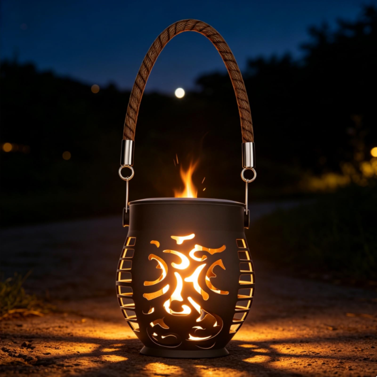 Hanging Solar Lights Outdoor Garden, Flickering Flame Lanterns Solar Powered Waterproof, Hollow-Out Outdoor Lanterns for The Garden for Pathway Patio Outside Decoration (1Pcs)