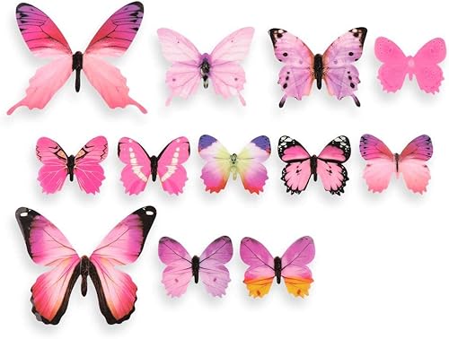 Miniatura 2 de 12 calcomanías de pared con diseño de mariposa, 3D extraíbles, calcomanías de pared y murales para bricolaje, decoración de habitación infantil