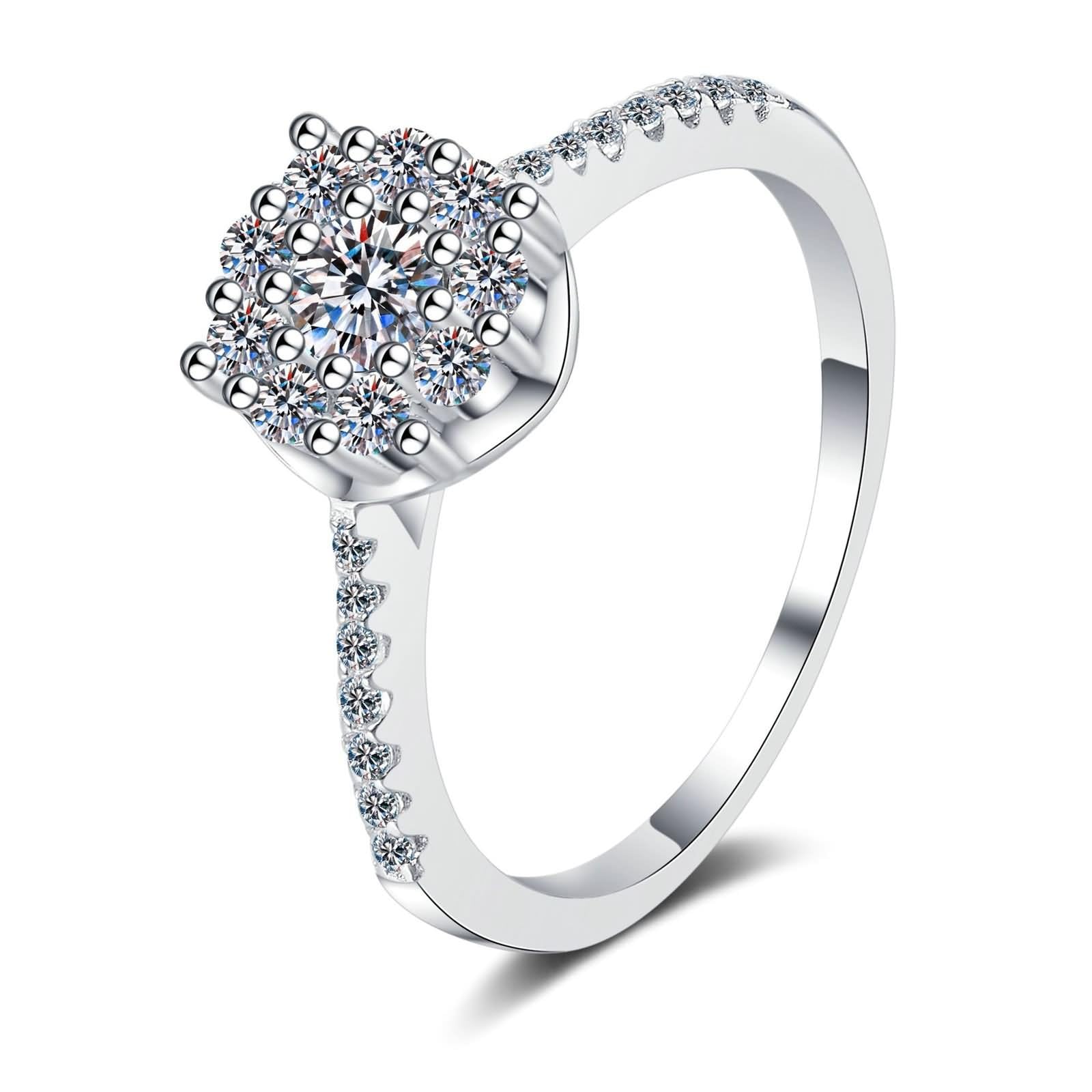 Anello in argento Sterling 925 con moissanite, adatto per feste di compleanno