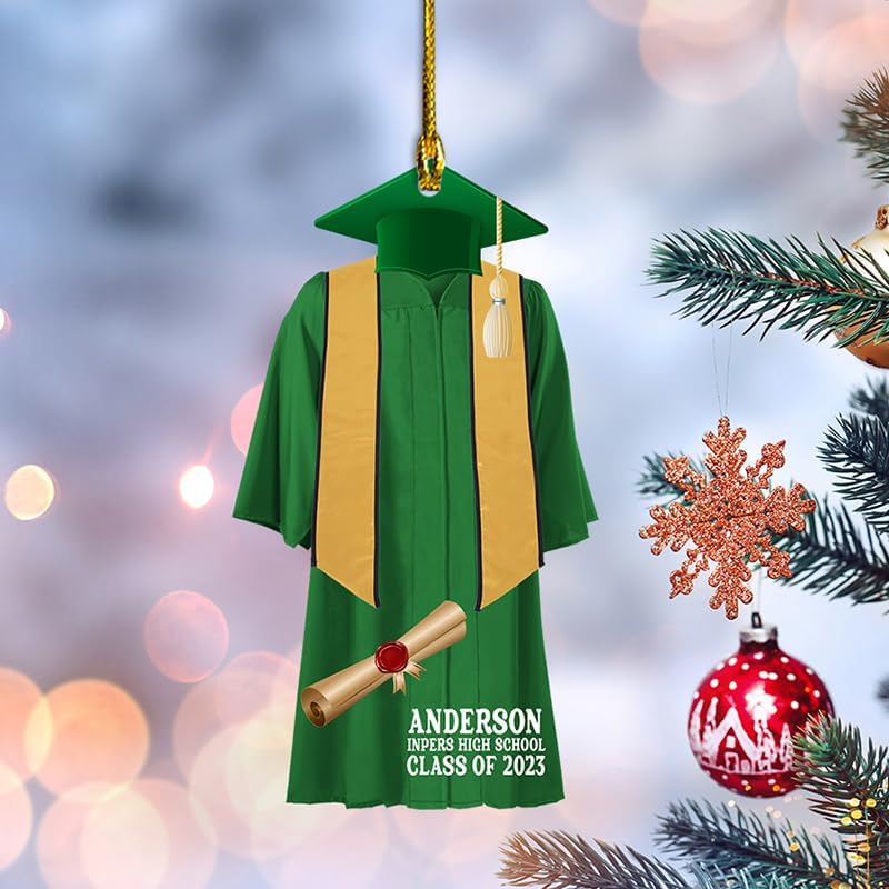 Miniatura 3 de Adorno personalizado de Navidad de graduación, clase de 2023 2024 2025, adorno de vestido de graduación personalizado, regalos para graduado, él,