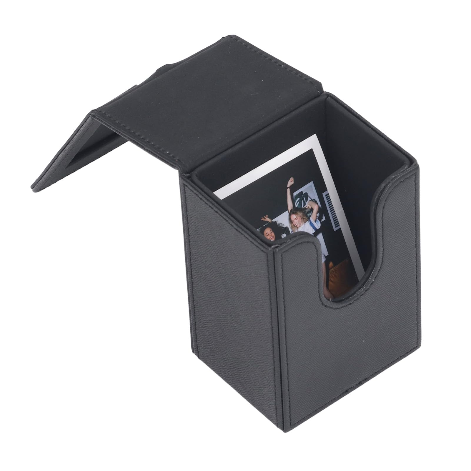 Foto-Aufbewahrungsbox, Bildhalter-Aufbewahrungsbox für 3-Zoll-Fotos, 50 Blatt PU-Leder-Sofortbildkamera, Fotorahmen und Halter (Black)