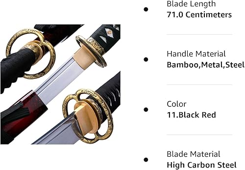 Miniatura 9 de OKSs Katana Sword Real Rayskin Hardwood Saya Handmade Japanese Samurai Sword Can Chop Bamboo