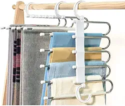 Cabide Para Calças Dobrável 5 Espaços Plástico E Aço Inox