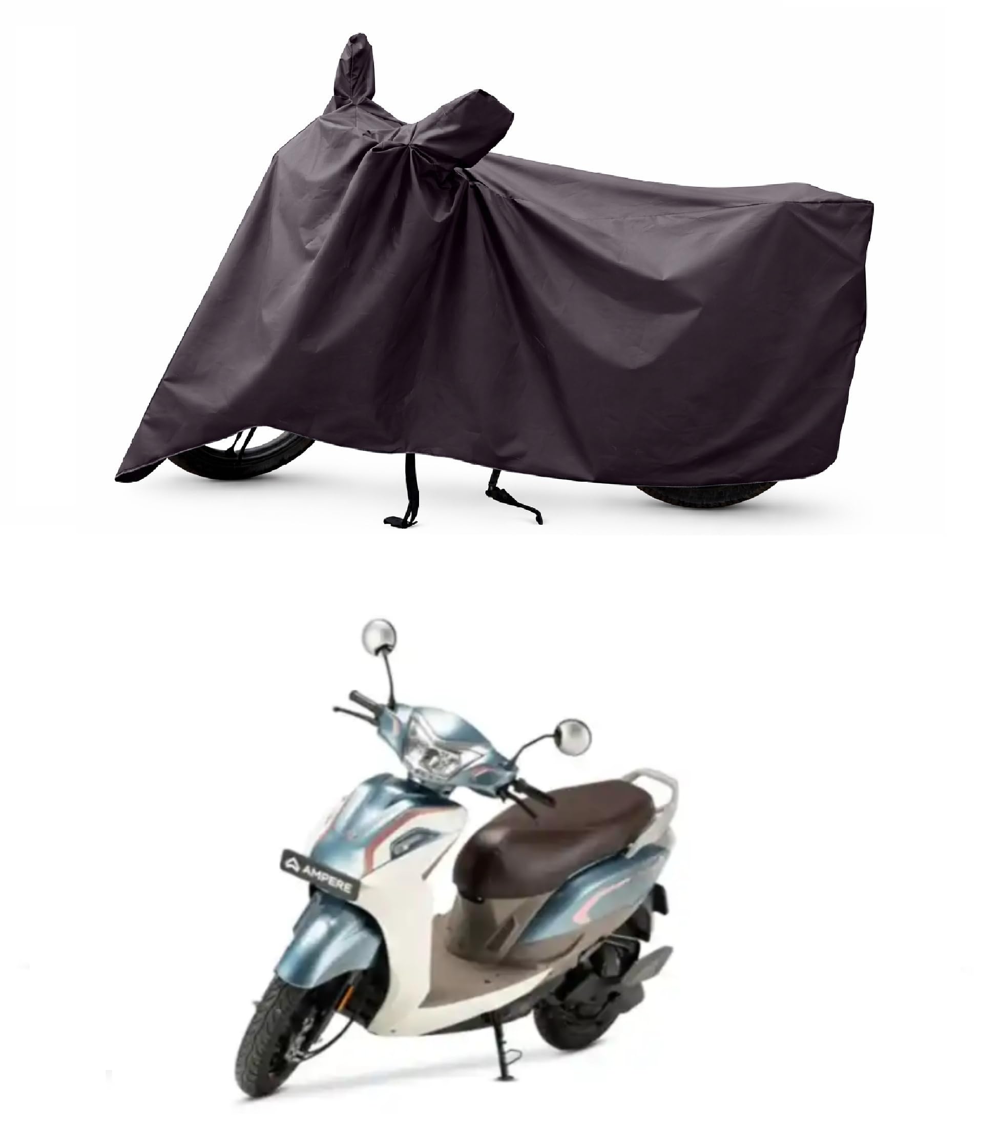 Two Wheeler - Bike Cover for New Ampere Magnus G Max Electric Scooty Bike Cover with Water-Resistant and Dust Proof Premium 210T Fabric_Entire Grey-image-9