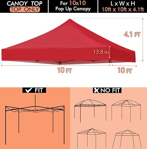 Vista 2 de Ontheway Toldo de repuesto de 10 x 10 pies para tienda de campaña desplegable, cubierta superior de toldo instantáneo, paquete de 4 bolsas