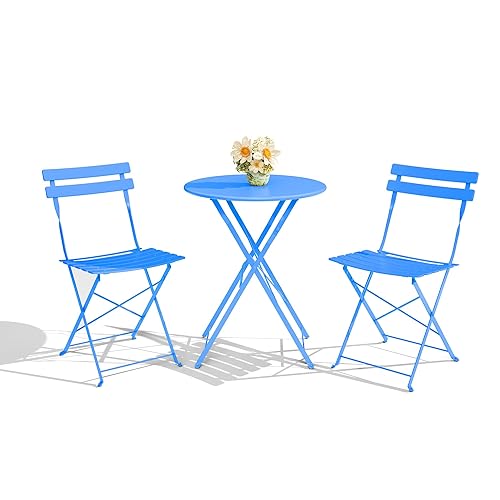 GarveeLife 3-Piece Folding Bistro Set, Foldable Patio Furniture Set with