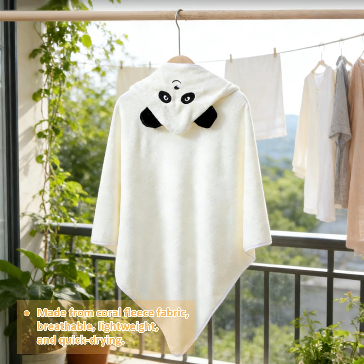 DGN 3 Pièces Serviette De Bain Bébé, 80 x 80cm Sortie de Bain Bébé Super Absorbante, Serviettes pour Enfants en Bas âge avec Trois Motifs, Baby Hooded Towel, Sortie de Bain Bebe (Blanc, Gris, Café) - 5