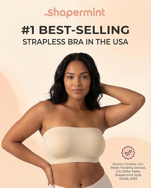 SHAPERMINT Convertible Strapless Bras for Women - Compression Wireless Bandeau Bra Top - 4