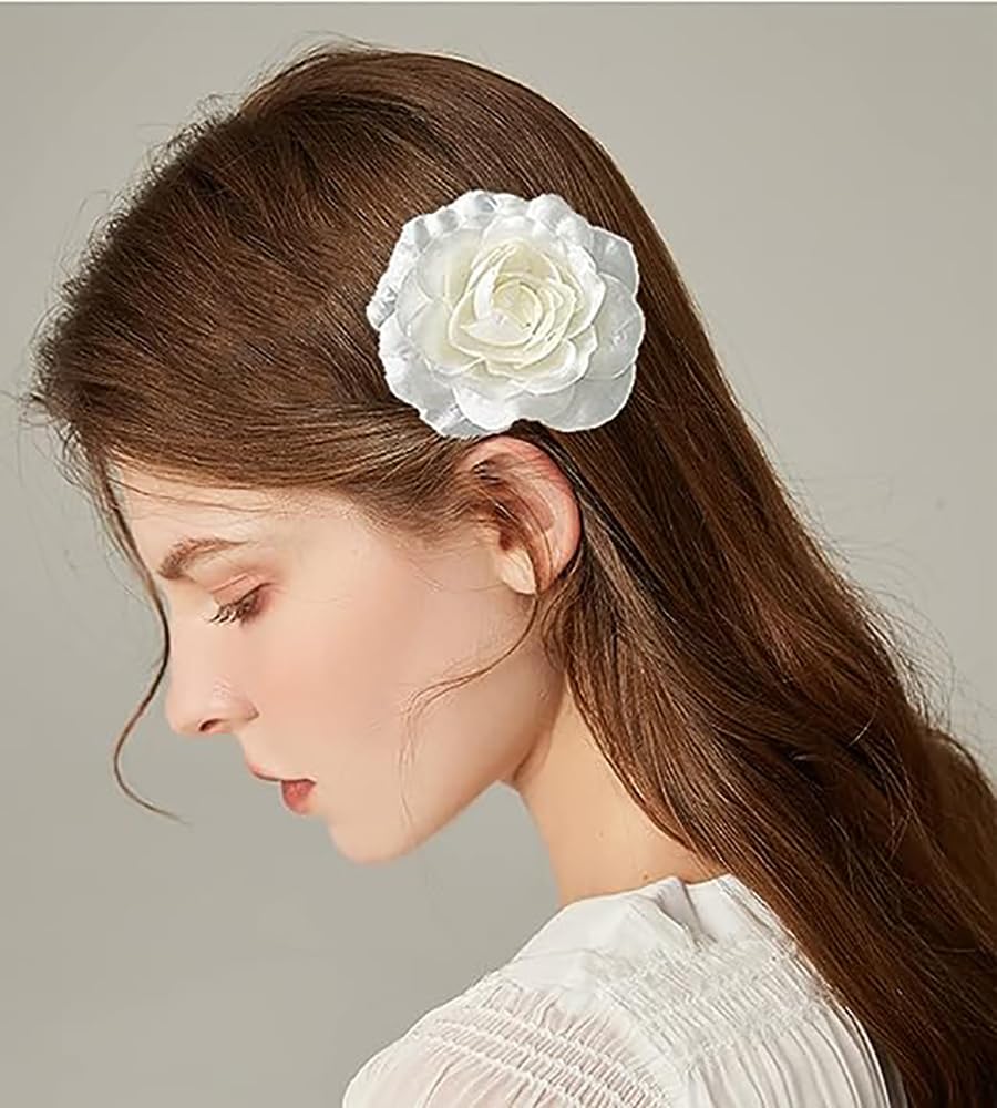 Broches en soie beige camélia - Élégante broche classique pour mariage, fête, banquet - Accessoires pour robe, cérémonie, vêtements