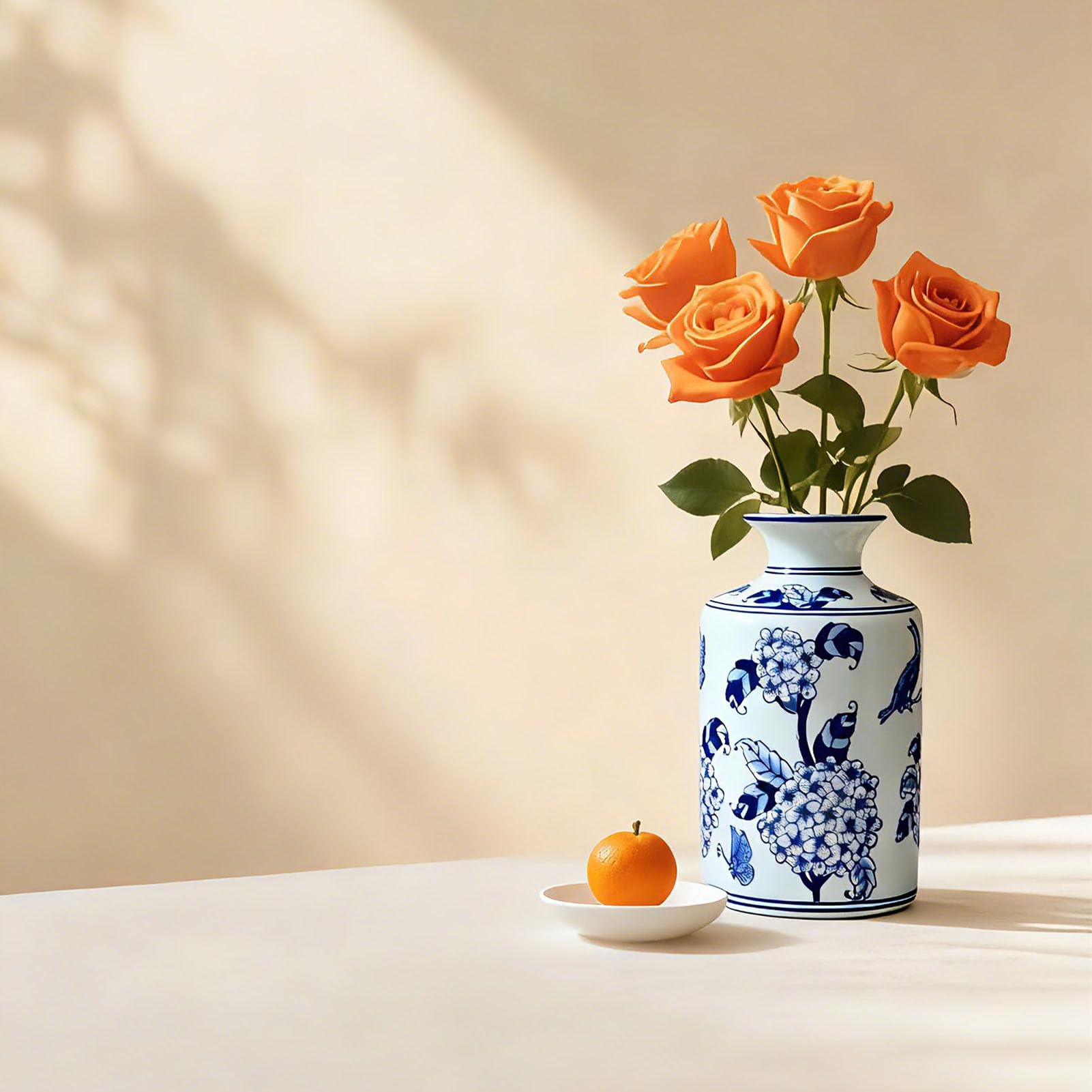 Vintage niebiesko-biały wazon porcelanowy, ręcznie wykonana chińska ceramiczna urna na kwiaty do wiejskiego wystroju Boho, dekoracyjny wazon do półki w przedpokoju stolik kawowy,B
