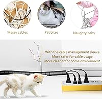 Vista 4 de Manguito de cable Orgainzer Tubos de gestión de cables en blanco y negro Guardián del cable para computadora de TV