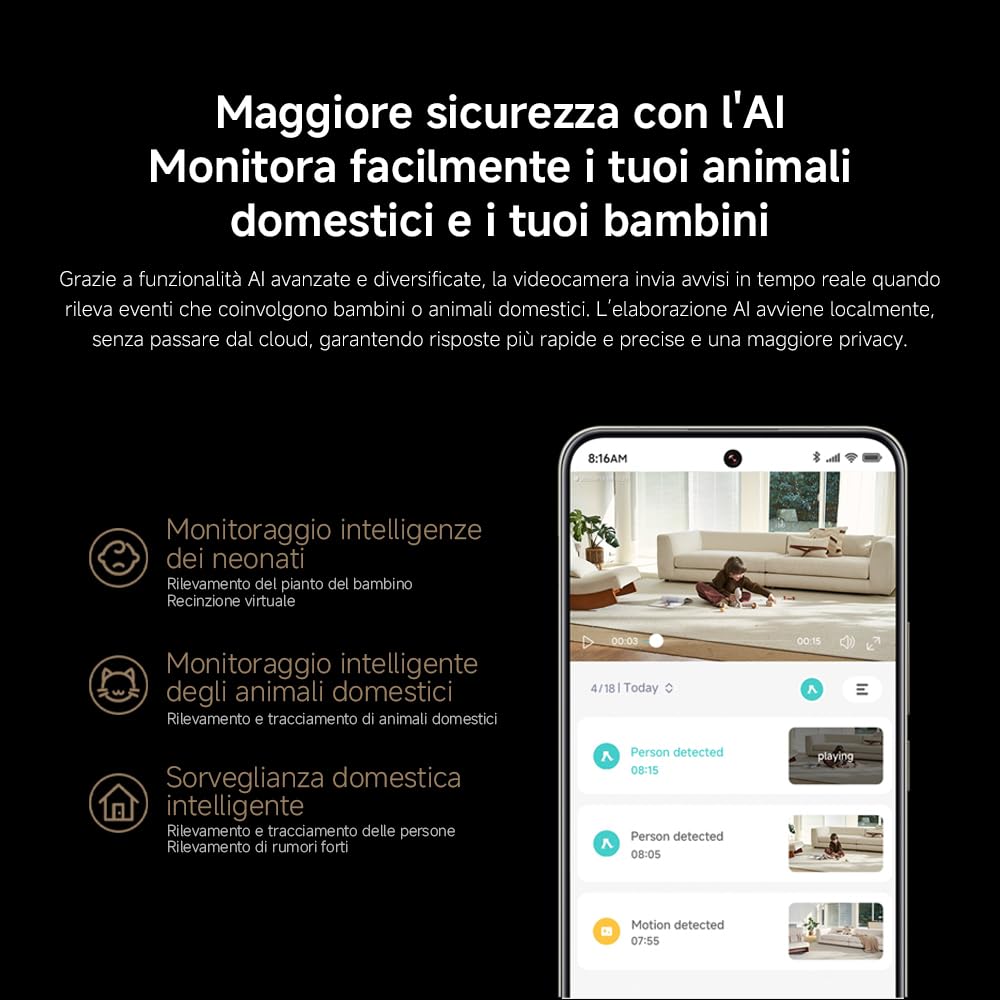 Xiaomi Smart Camera C701 (Videocamera di sorveglianza), 4K Ultra HD, visione a 360°, conversazione bidirezionale, visione notturna a infrarossi, Wi-Fi 6 dual-band