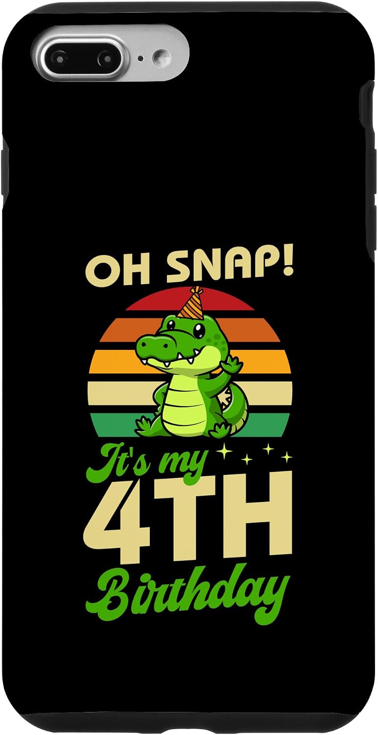 iPhone 7 Plus/8 Plus Oh Snap It's My 4th Birthday Alligator Theme Birthday Party Case