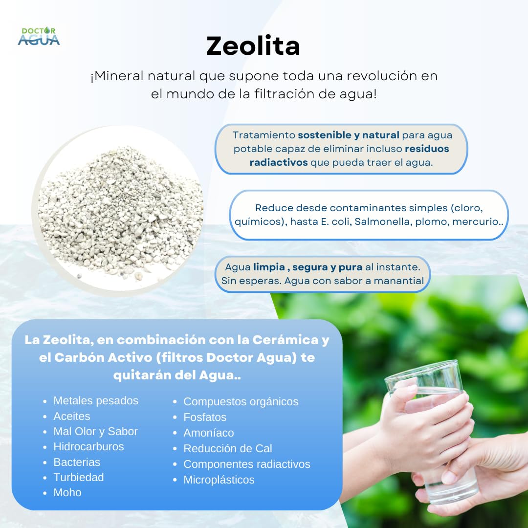 DOCTOR AGUA Sistema Filtrado de Agua por Gravedad SEMPER 2 Filtros Cerámicos Gravity Max con Zeolita - Depósito de Agua Portátil en Acero Inoxidable - Capacidad 8,5L