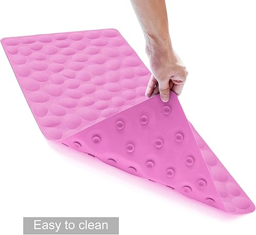 Miniatura 4 de OTHWAY - Alfombra de baño de goma, suave y antideslizante con ventosas potentes, para la tina (rosado Barbie)