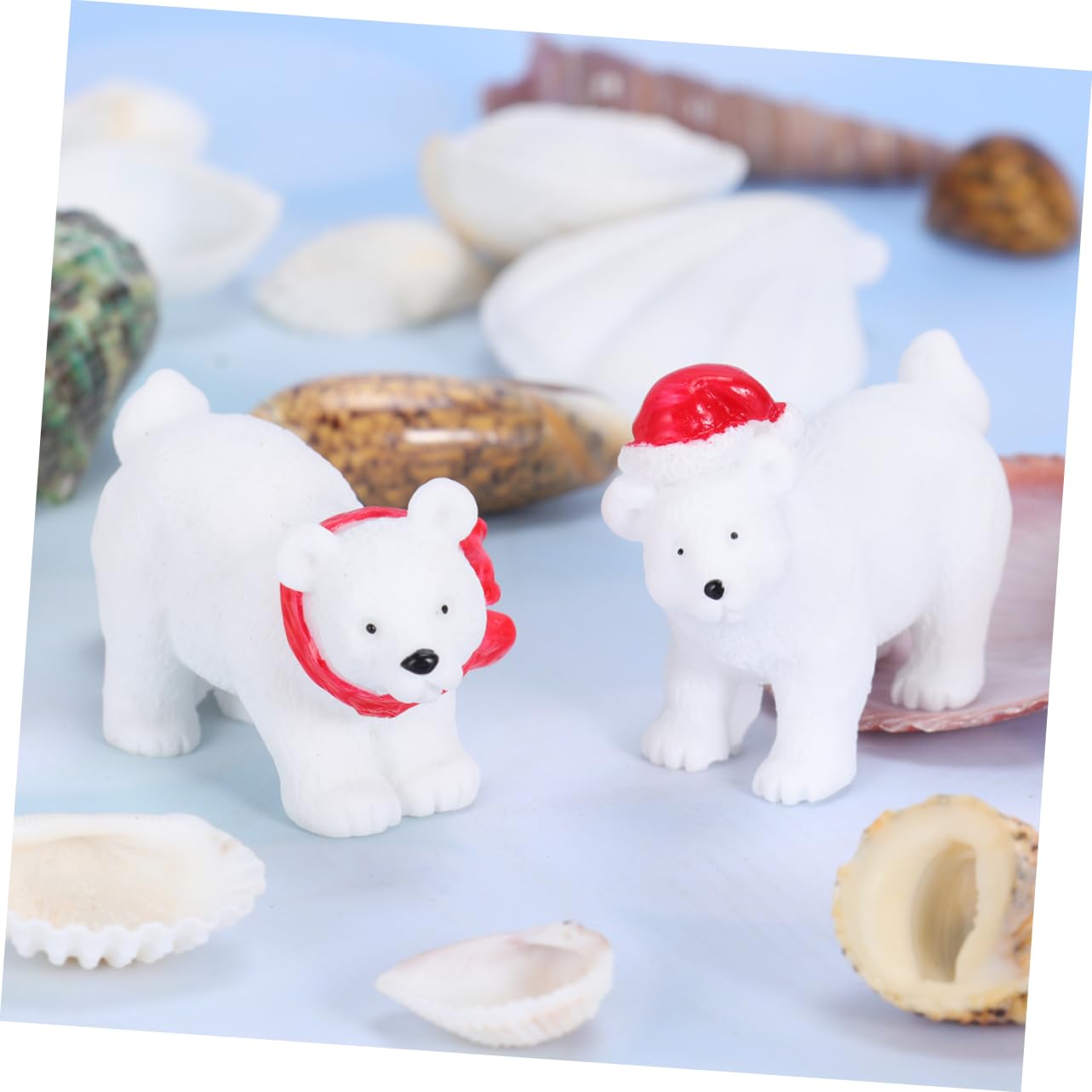 Zerodeko 6pezzi Orso Polare Natale in Miniatura Decorazioni Natalizie in Ornamento Natalizio per Micro-paesaggio Decorazione da Scrivania per Casa Ufficio Stili multipli
