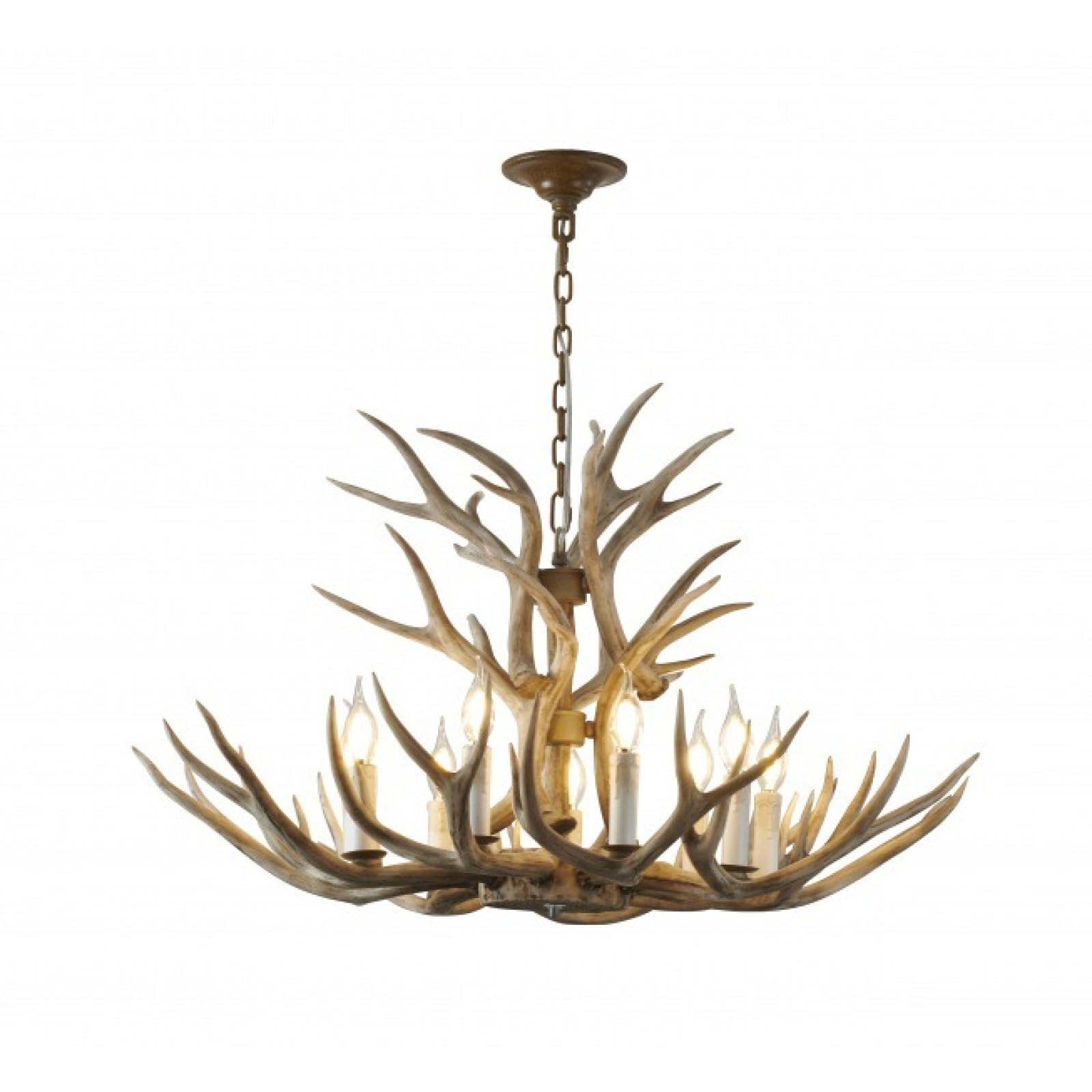 HYJAUSXB Deer Chandelier,6-8 Heads Stag Lamp Rustic Interior Decoration Resin Material,LED Bulbs,Rustic Decoration,Home Lighting Including light bulbs(100 * 58cm, Beige)