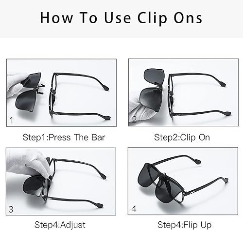 Miniatura 5 de YAMEIZE Gafas de sol polarizadas con clip Gafas de protección UV400 antirreflejos abatibles para mujeres y hombres, conducción, viajes, pesca