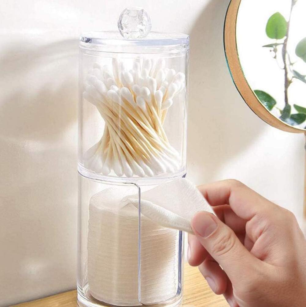 Clear Acrylic Cotton Swabs Holder Makeup Pads Container Makeup Organizer with Lid Cosmetic Jars Bathroom Storage Dispenser Case for Cotton Pads Swabs Q-Tips 2026