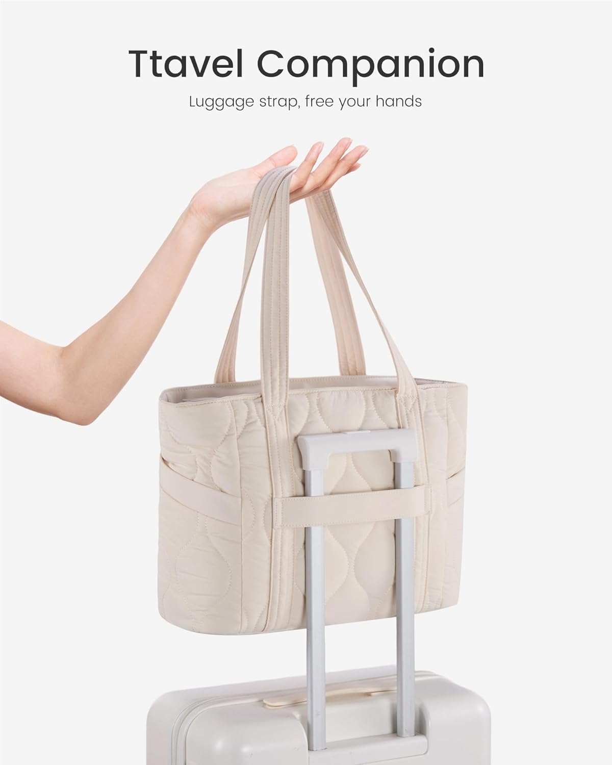 LOVEVOOK Tote Bag for Women, Puffer Quilted Work Travel Shoulder Bag with Zipper for Daily, Nurse, Teacher - Image 6