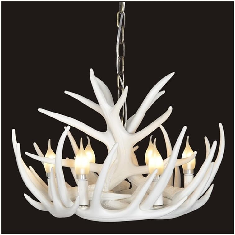 Homelavafans Ceiling Room Antler Chandelier Antler Lighting Ceiling Lights with 6 Lights (White)