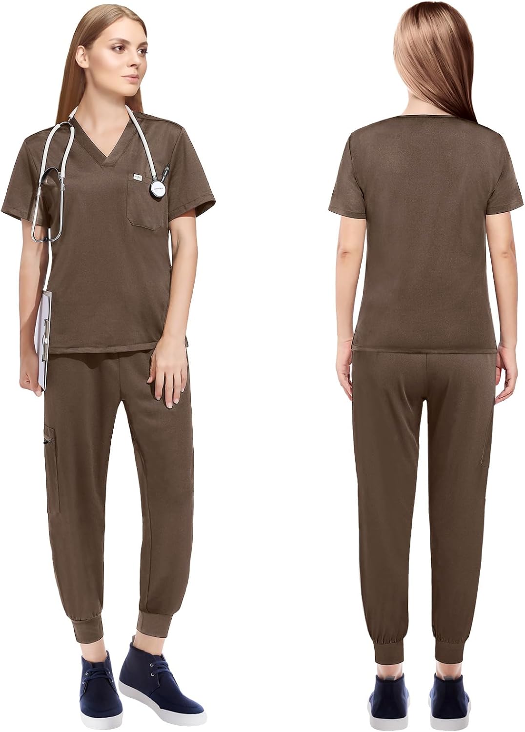 Scrubs for Women Scrubs Set - Stretch V-Neck Scrub Top & Yoga Jogger Pants Medical Uniform Scrub Set