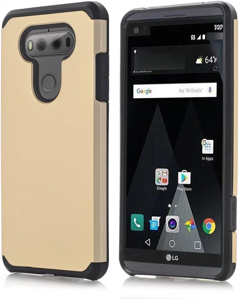 LG V20 Case LGV20 Phone Cover Hard PC with Soft TPU Hybrid Shockproof Drop Protection Impact Rugged Hard Armor for LG V20 (Gold)