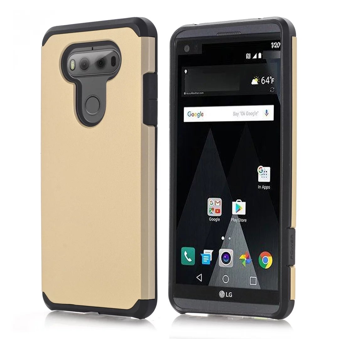 LG V20 Case LGV20 Phone Cover Hard PC with Soft TPU Hybrid Shockproof Drop Protection Impact Rugged Hard Armor for LG V20 (Gold)