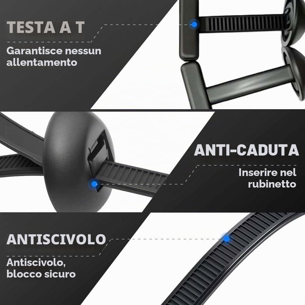 Fibbia universale per fascette stringicavo in nylon, resistente, autobloccante, con perno e bottone, nuova fibbia multifunzionale per fascette stringicavo, nere resistenti ai ragg (200 Pcs)